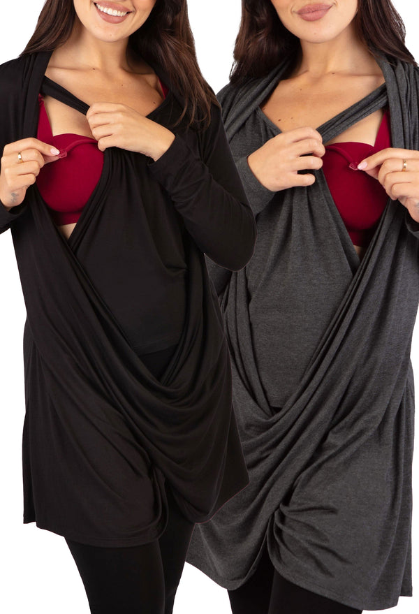 Bamboo Maternity & Easy Nursing Hospital Gown - 2 Pack