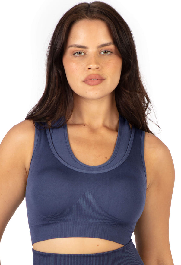 Plus Size Sports Bra - Triple-layer Support Racer & High Waist Long Biker Shorts