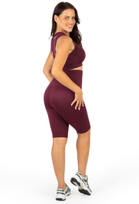 Plus Size Sports Bra - Triple-layer Support Racer & High Waist Long Biker Shorts