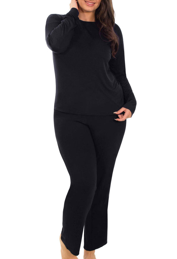 Bamboo Long Sleeve Pajama Set - Black