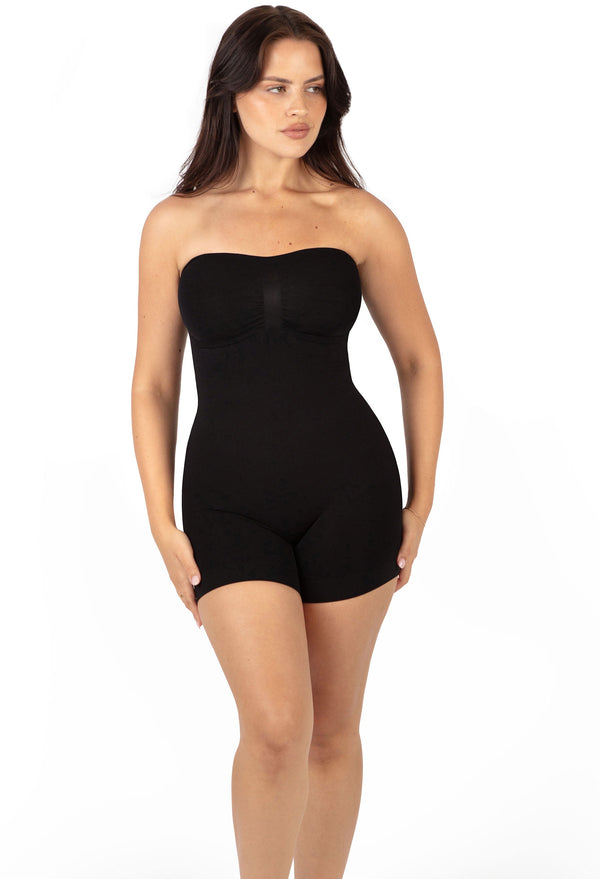 Curvy Shapewear Bodysuit Strapless Shorts | BodySleek