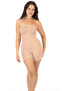 Curvy Shapewear Bodysuit Strapless Shorts | BodySleek