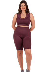 Plus Size Sports Bra - Triple-layer Support Racer & High Waist Long Biker Shorts