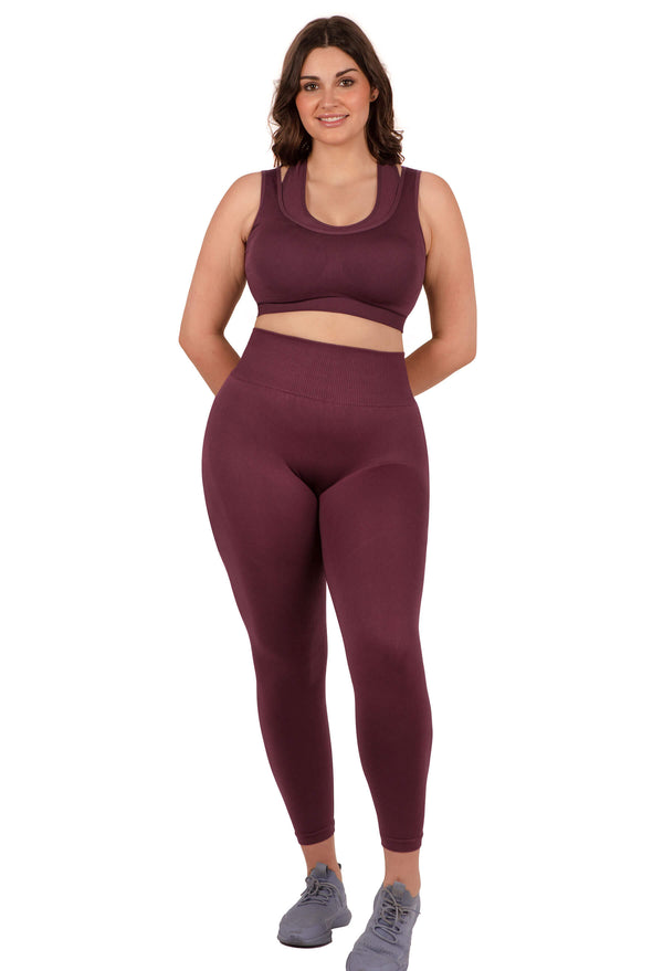 Plus Size Triple-layer Support Racer & High Waist Full Length Leggings