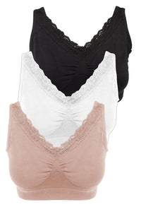 Lace Minimizer Wire Free Bra - Neutrals 3 Pack