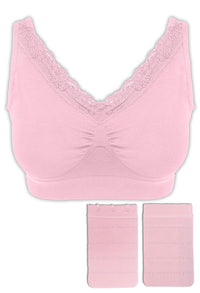 Full Bust Wire Free Minimizer Bra + 3x4 Hook Bra Extender Set