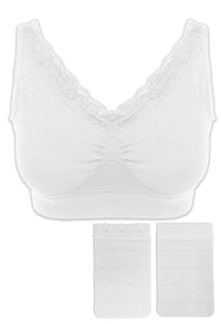 Full Bust Wire Free Minimizer Bra + 3x4 Hook Bra Extender Set