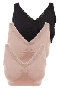 Lace Minimizer Wire Free Bra - Neutrals 3 Pack