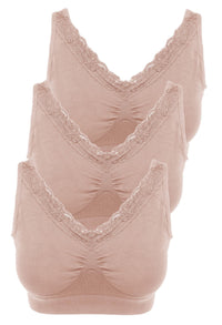 Lace Minimizer Wire Free Bra - Neutrals 3 Pack