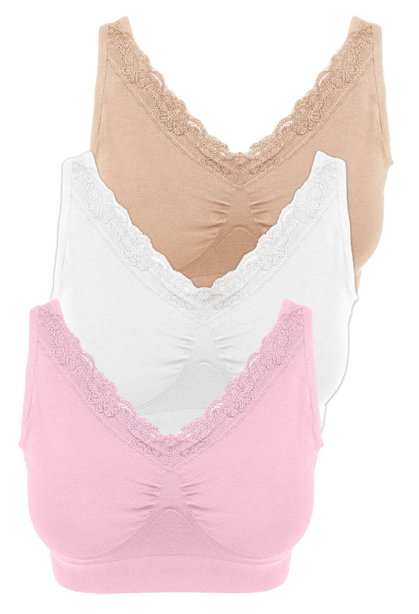 Lace Minimizer Wire Free Bra - Fancy 3 Pack