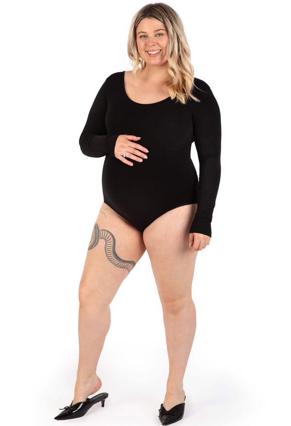Maternity Long Sleeve Bamboo Bodysuit - 2 Pack