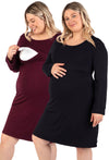 Bamboo Long Sleeve Maternity & Nursing Dress - 2 Pack