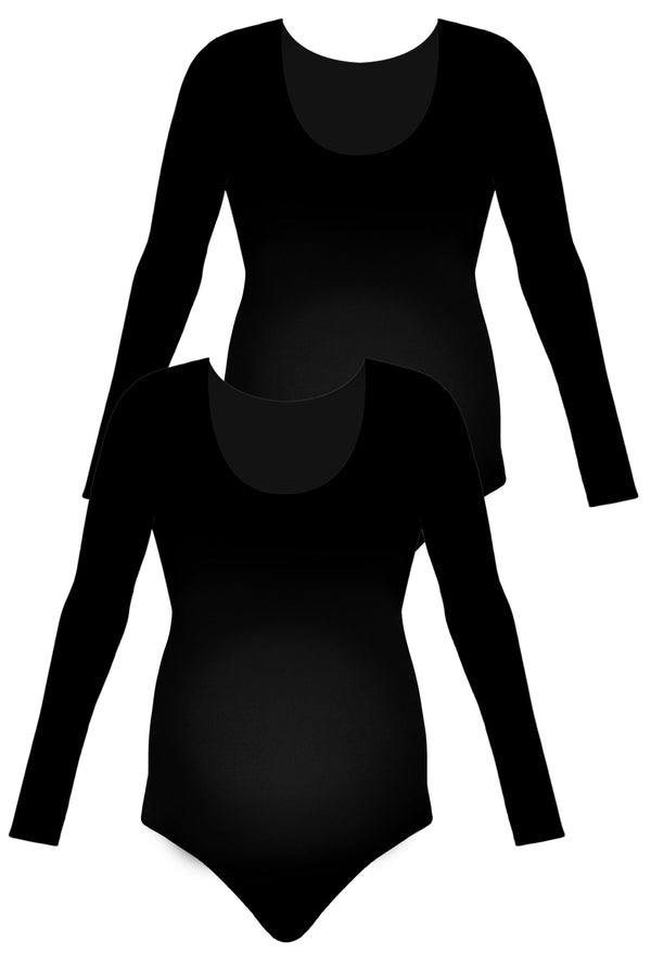 Maternity Long Sleeve Bamboo Bodysuit - 2 Pack