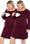 Bamboo Long Sleeve Maternity & Nursing Dress - 2 Pack