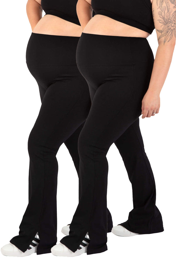 Maternity Flare Leggings | High Waisted & Pet Hair Resistant - 2 Pack