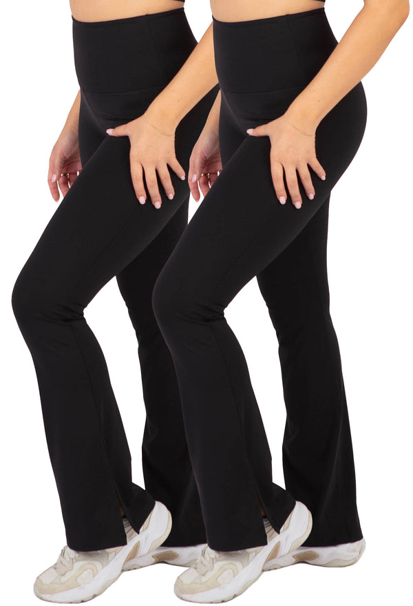 Flare Leggings | High Waisted & Pet Hair Resistant - 2 Pack