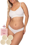 White Bamboo Padded Wire Free Bra and Bikini Set With FREE Nipple Covers
