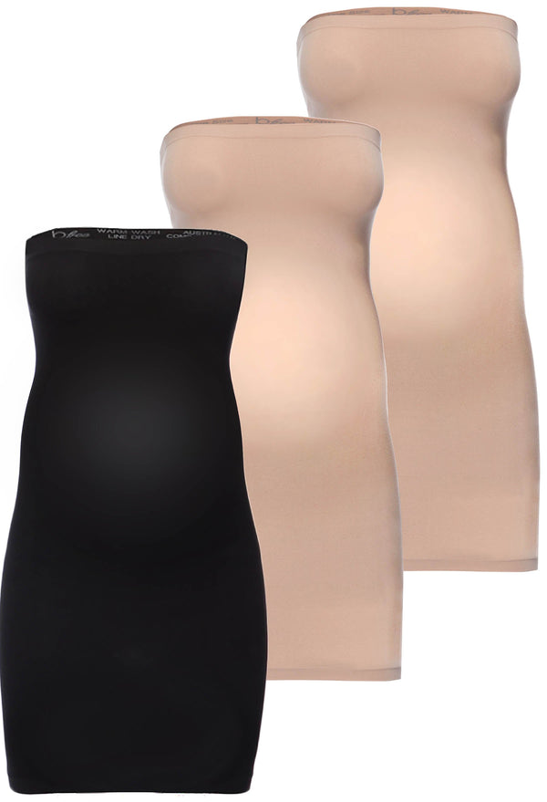 Maternity Strapless Mini Slip Dress/Skirt - 3 Pack