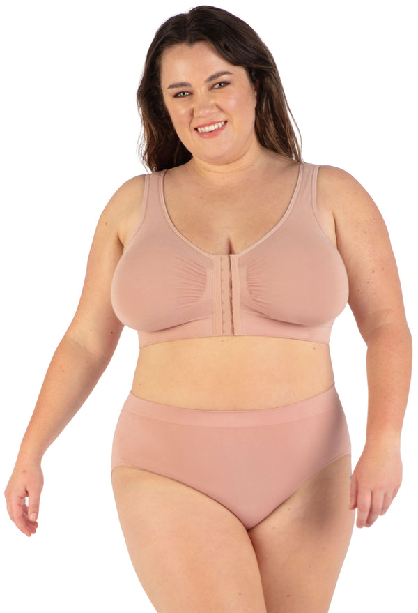 Full Bust Bamboo Padded Front Closure Wire Free Bra