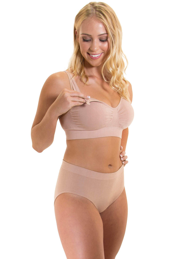 Bamboo Nursing Bra + High Cut Undies White Set