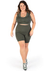 Plus Size Seamless High Waist Midi Biker Shorts