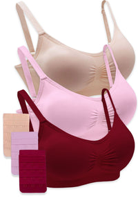 3 Pack Bamboo Padded Wire Free Pregnancy Bra + Band Extender Set