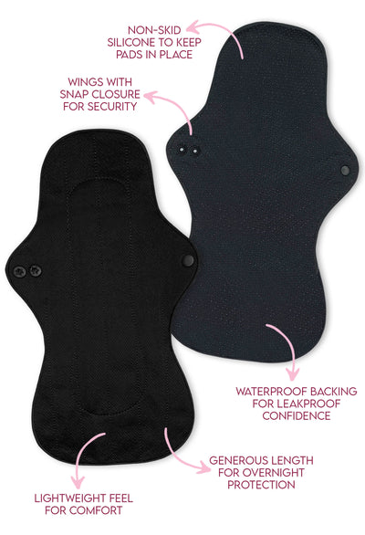 Ultra Thin XL Reusable Panty Liner with Wings - 3 Pack