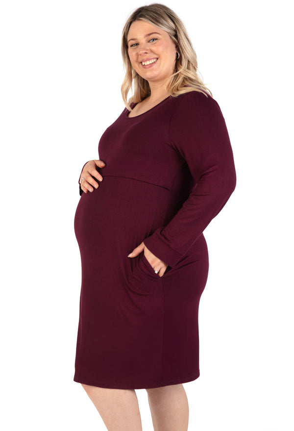 Bamboo Long Sleeve Maternity & Nursing Dress - 2 Pack