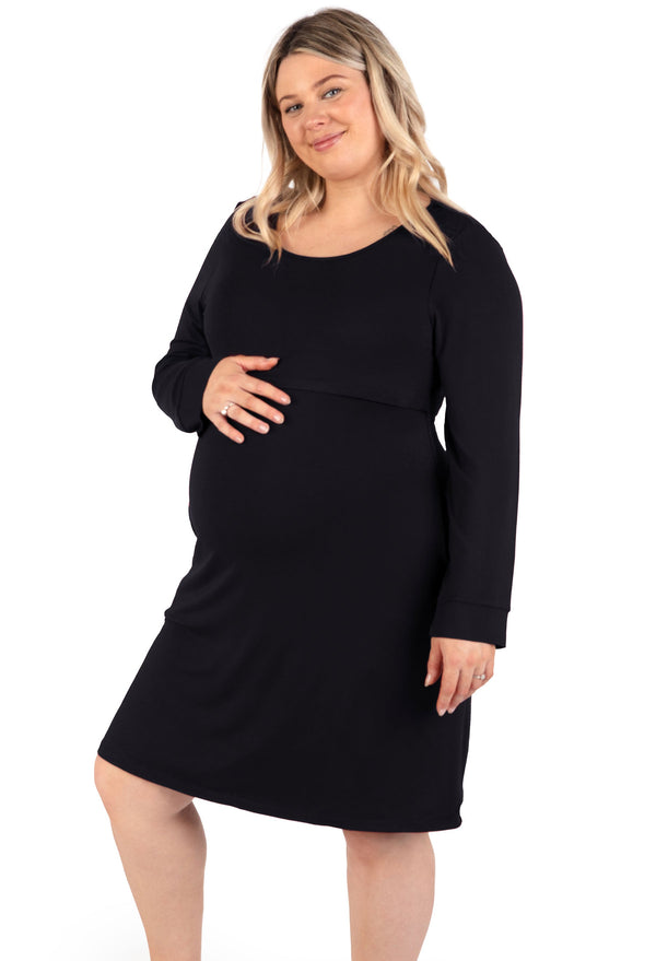 Bamboo Long Sleeve Maternity & Nursing Dress - 2 Pack