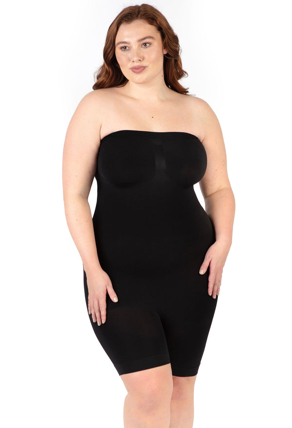 Curvy Shapewear Bodysuit Strapless Shorts | BodySleek