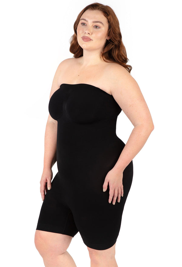 Curvy Shapewear Bodysuit Strapless Shorts | BodySleek