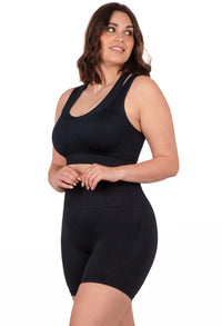 Plus Size Triple-layer Support Racer & High Waist Midi Biker Shorts