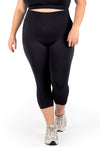 Plus Size Seamless High Waist 3/4 Capri Leggings