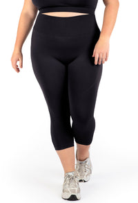 Plus Size Seamless High Waist 3/4 Capri Leggings