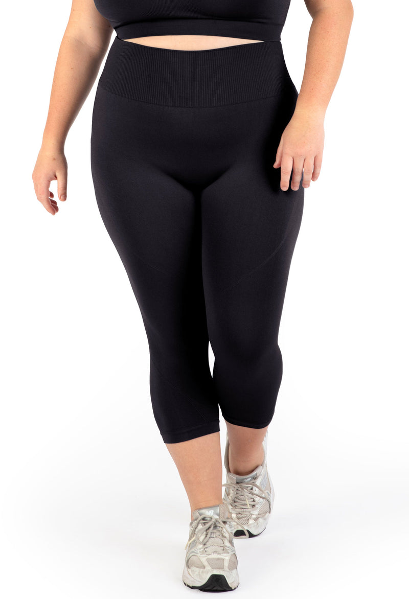 Plus Size Seamless High Waist 3/4 Capri Leggings