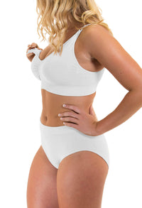 Bamboo Nursing Bra + High Cut Undies White Set