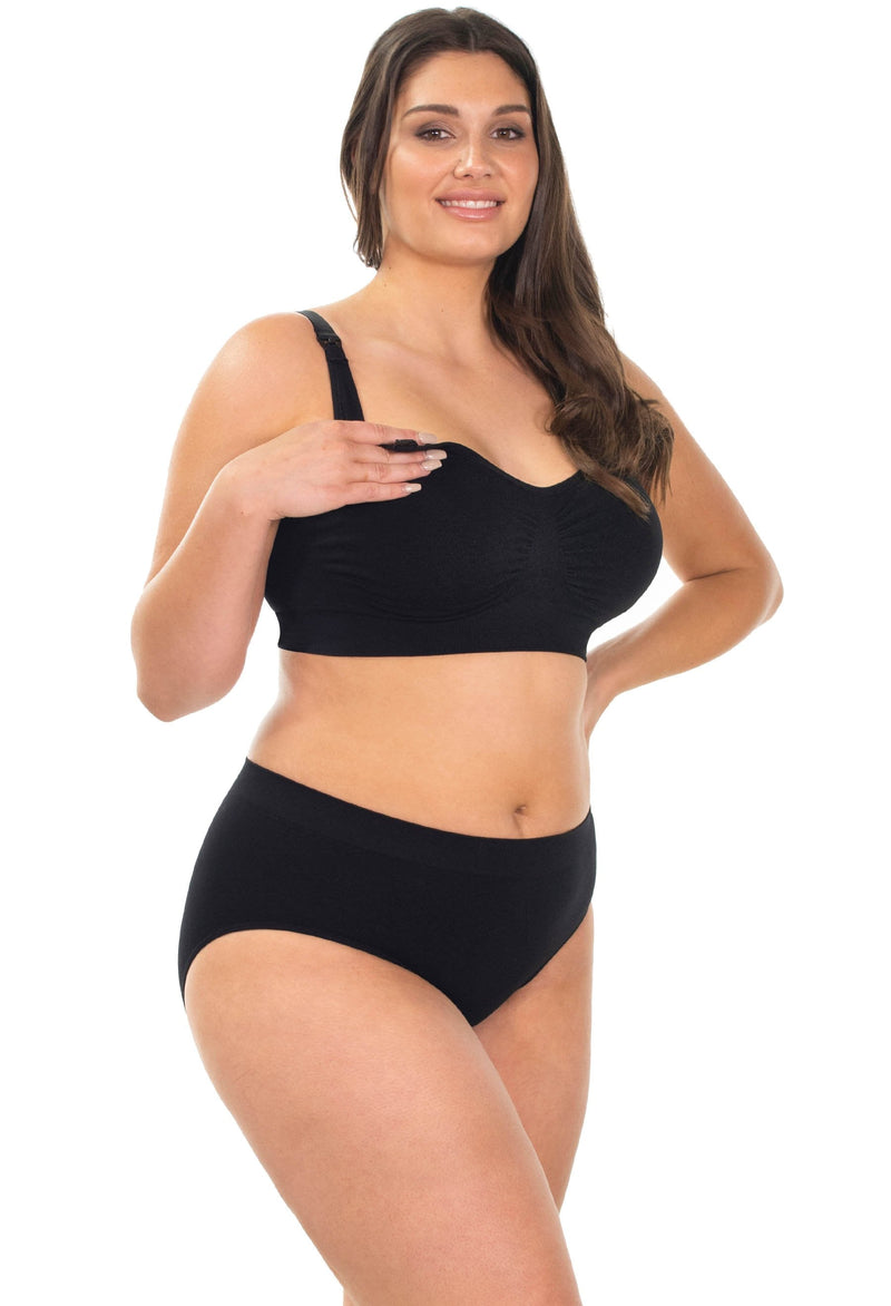 Black Bamboo Nursing Bra + High Cut Undies Set