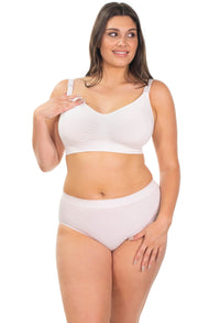 Bamboo Nursing Bra + High Cut Undies White Set