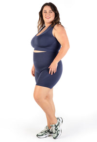 Plus Size Triple-layer Support Racer & High Waist Midi Biker Shorts