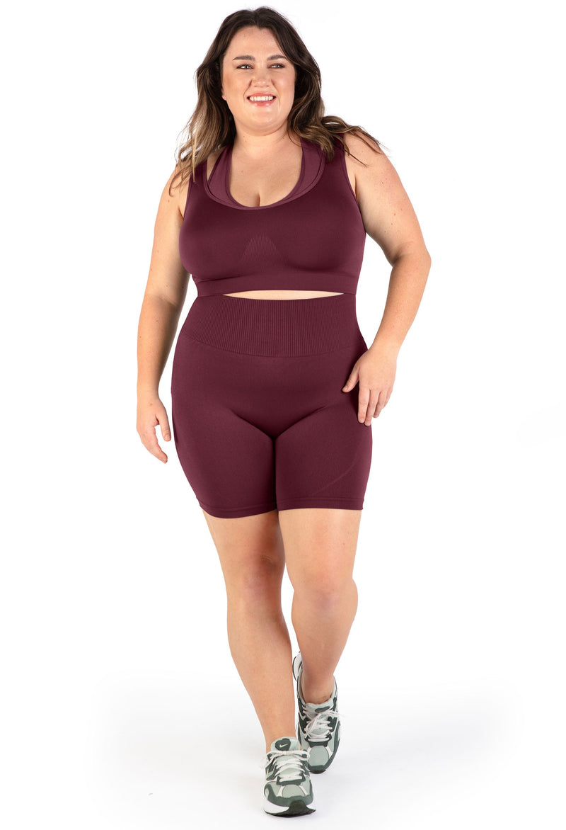 Plus Size Triple-layer Support Racer & High Waist Midi Biker Shorts