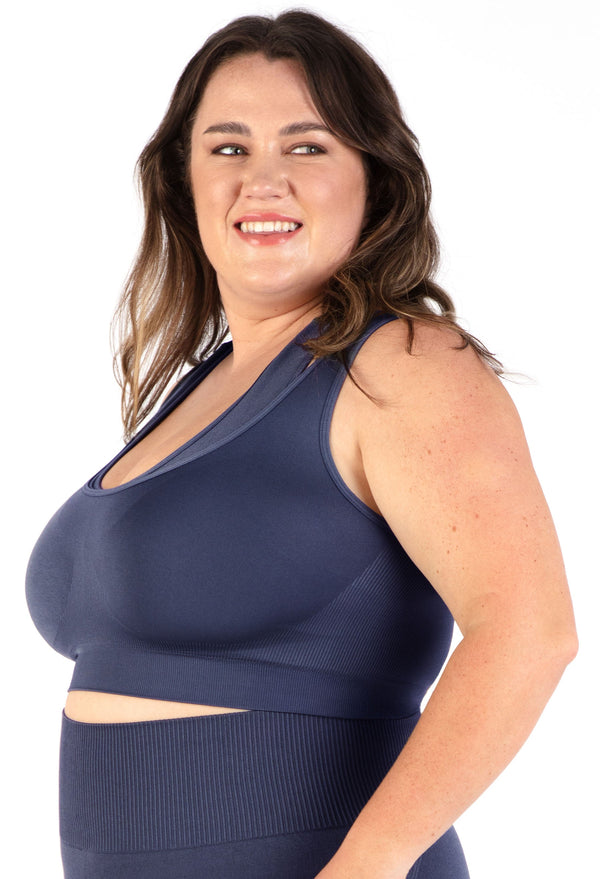 Plus Size Triple-layer Support Racer & High Waist Midi Biker Shorts