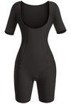 Open Bust Short Sleeve Shaping Bodysuit with Shorts - 2 Pack