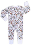 100% Organic Cotton 2-Way Zip Baby Sleepsuit with Foldable Mitts - Native Aussie Animals